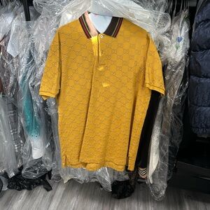 Gucci Mustard Polo Shirt with Signature Pattern
